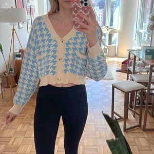 Cropped herringbone colorful cardigan